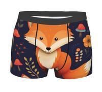 XDHFFJUCK Boxer pour homme avec motif animal et fleur de renard - Style classique - Boxer hipster quatre saisons - Taille élastique - Doux et extensible - Confortable, Noir , M