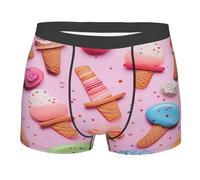 XDHFFJUCK Boxer pour homme style classique avec motif crème glacée pour homme - Boxer hipster quatre saisons - Taille élastique - Doux et extensible - Confortable, Noir , M