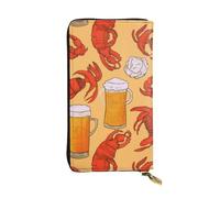 XDHFFJUCK Portefeuille élégant en cuir avec motif de bière et écrevisses pour homme avec pince à billets, porte-cartes, porte-billets, portefeuille de voyage, porte-monnaie électronique, poche de