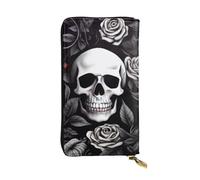 XDHFFJUCK Portefeuille élégant en cuir noir avec motif tête de mort pour homme, pince à billets, porte-cartes, porte-billets, portefeuille de voyage, porte-monnaie électronique, poche de rangement