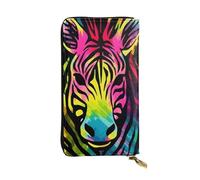 XDHFFJUCK Portefeuille élégant en cuir zèbre coloré arc-en-ciel pour homme avec pince à billets, porte-cartes, porte-billets, portefeuille de voyage, portefeuille électronique, poche de rangement pour