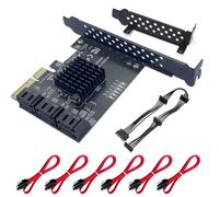Xdingjiala Carte 6 Ports 4X PCIe SATA, contrôleur SATA III 6 Gbit/s Non Raid, Adaptateur d'extension Compatible SSD et disques durs, Compatible avec Windows XP/7/8/10, Linux, macOS