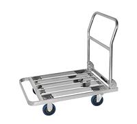 XDLEDMKIZ Chariot à Plateau Pliable, Diable de manutention Robuste en Acier Inoxydable, Chariot à Plateau avec Plateforme ajourée pour Le Transport de Bagages.