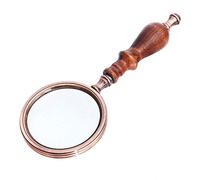 XDLEDMKIZ Loupe de Lecture rétro avec Manche en métal et Bois, loupe Optique portative Haut de Gamme, Outil de grossissement 10x, Microscope