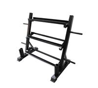 XDLEDMKIZ Support pour haltères, Organisateur à 3 Niveaux pour équipement de Fitness, Support de Rangement pour haltères avec 2 emplacements pour Barres et 4 Barres pour disques, i