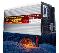 XDLYWUZIQ 12000W Convertisseur 24v 48v 60v 70v DC à 220V/230V AC Pur Sinus Onduleur à Onde Sinusoïdale Pure Transformateur avec écran LCD,Prises EU,pour Voiture,Caravane,Bateau,Camping,12000W-48V