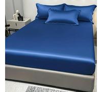 XDMING 1 Drap-Housse Simple et Moderne en Satin de Couleur Unie, Couvre-lit en Soie glacée de Couleur Unie pour Chambre à Coucher, literie (sans taies d'oreiller)