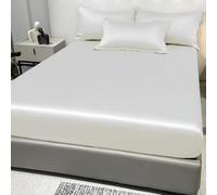 XDMING 1 Drap-Housse Simple et Moderne en Satin de Couleur Unie, Couvre-lit en Soie glacée de Couleur Unie pour Chambre à Coucher, literie (sans taies d'oreiller)