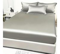 XDMING 1 Drap-Housse Simple et Moderne en Satin de Couleur Unie, Couvre-lit en Soie glacée de Couleur Unie pour Chambre à Coucher, literie (sans taies d'oreiller)