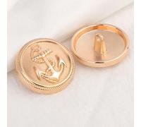 XDMING Boutons de Couture pour vêtements, Design Ancre à la Mode, Boutons en métal doré pour vêtements, Boutons de Chemise, Boutons de Bricolage pour Manteau, 6 pièces