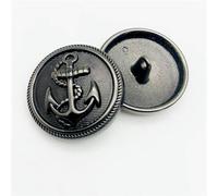 XDMING Boutons de Couture Ronds Faits à la Main, 10 pièces, 15/20/25mm, Boutons en métal Noir pour vêtements, Design Ancre Vintage