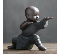XDMING Ceramic Kung Fu Little Monk Figurine Tea Accessories Small Car Ornaments Creative Purple Clay Tea Pet Home Decoration Crafts