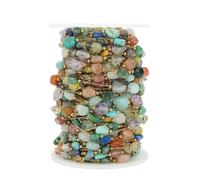 XDMING Chaîne perlée en Acier Inoxydable de 1 mètre, élégante, en Pierre Naturelle, pour Colliers, Bracelets Faits Main, Fabrication de Bijoux DIY