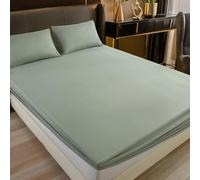 XDMING Drap-Housse en Coton de Couleur Unie avec Bande élastique antidérapant réglable pour lit Double King Queen 160x200 200x200cm