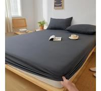 XDMING Drap-Housse en Coton de Couleur Unie avec Bande élastique antidérapant réglable pour lit Double King Queen 160x200 200x200cm