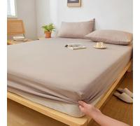 XDMING Drap-Housse en Coton de Couleur Unie avec Bande élastique antidérapant réglable pour lit Double King Queen 160x200 200x200cm