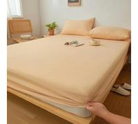 XDMING Drap-Housse en Coton de Couleur Unie avec Bande élastique antidérapant réglable pour lit Double King Queen 160x200 200x200cm