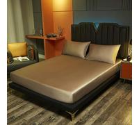 XDMING Drap-Housse en Soie de Couleur Pure, Housse de Matelas en Soie de mûrier Naturelle Pure, Bande élastique, literie en Soie Fixe 140x190Cm