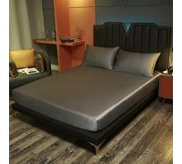 XDMING Drap-Housse en Soie de Couleur Pure, Housse de Matelas en Soie de mûrier Naturelle Pure, Bande élastique, literie en Soie Fixe 140x190Cm