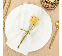 XDMING Lot de 10 Serviettes en Gaze de Coton Faites Main 32 x 32 cm avec Franges pour dîners, fêtes, Mariages et banquets