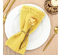 XDMING Lot de 10 Serviettes en Gaze de Coton Faites Main 32 x 32 cm avec Franges pour dîners, fêtes, Mariages et banquets
