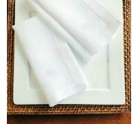 XDMING Lot de 12 Serviettes Blanches à Ourlet ajouré pour Cocktail, fête, Mariage, Nappe, Tissu en Lin, Serviette de Table en Coton