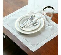 XDMING Lot de 12 Serviettes Blanches à Ourlet, pour Cocktail, fête, Mariage, Nappe, Tissu en Lin, Coton