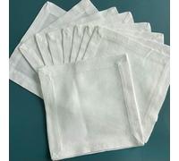 XDMING Lot de 12 Serviettes de Cocktail Blanches à Ourlet pour fête, Mariage, Nappe en Lin, Tissu en Coton