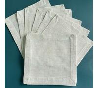 XDMING Lot de 12 Serviettes de Cocktail Blanches à Ourlet pour fête, Mariage, Nappe en Lin, Tissu en Coton