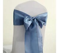 XDMING Lot de 50 nœuds de Chaise en Satin Bleu poussiéreux pour décoration d'hôtel, de fête, de Banquet, d'événement, de Mariage