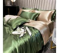 XDMING Parure de lit en Soie de mûrier, Housse de Couette légère, taie d'oreiller, Drap Plat, 4 pièces, Parure de lit, décoration de la Maison