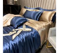 XDMING Parure de lit en Soie de mûrier, Housse de Couette légère, taie d'oreiller, Drap Plat, 4 pièces, Parure de lit, décoration de la Maison