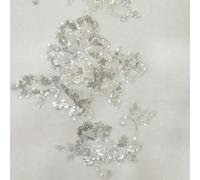 XDMING Patch en Dentelle brodé de Fleurs à Paillettes Bleues, 4 pièces/lot, pour Bricolage, Tissu à Coudre, Appliques de col, décoration de Robe