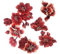 XDMING Patchs de Broderie de Fleurs de Prunier Rouge, Autocollant en Tissu pour vêtements appliqués, Couture sur Patch, réparation de Couture Artisanale, 5 pièces