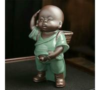 XDMING Purple Sand Tea Pet Ornaments Little Monk Ceramic Figures Tea Play Peeing Doll Tea Spray Accessories