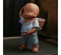 XDMING Purple Sand Tea Pet Ornaments Little Monk Ceramic Figures Tea Play Peeing Doll Tea Spray Accessories