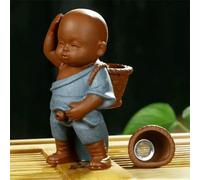 XDMING Purple Sand Tea Pet Ornaments Little Monk Ceramic Figures Tea Play Peeing Doll Tea Spray Accessories