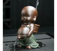 XDMING Purple Sand Tea Pet Ornaments Little Monk Ceramic Figures Tea Play Peeing Doll Tea Spray Accessories