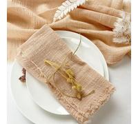 XDMING Serviettes de Table en Gaze de Coton Beige, 24 pièces, 32x32cm, Vente en Gros, torchon de thé réutilisable, décor de Table de fête de Mariage, bavures rétro, Vente en Gros