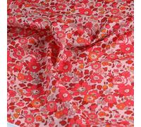 XDMING Tissu Liberty Fait Main en Popeline de Coton Fine Motif Cerises, Tissu London pour Couture de Robe, Patchwork, Tissu DIY au mètre