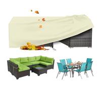 XDMYGTT Housse de Protection Salon de Jardin Imperméable Anti UV, Beige Housse Salon de Jardin Renforcée 420D Oxford,pour Ensembles de Table et de Canapé avec Corde et Boucle Verrouillage,240x120x70cm