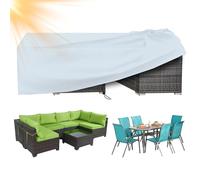 XDMYGTT Housse de Protection Salon de Jardin Imperméable Anti-UV, Gris Housse Salon de Jardin Renforcée 420D Oxford,pour Ensembles de Table et de Canapé avec Corde et Boucle Verrouillage, 120x120x90cm