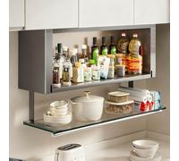 XDOPIRRS Armoire de Salle de Bain Murale à Porte Simple étagère à épices d'angle de Cuisine, Armoire de Rangement Murale de Cuisine étroite avec Porte Rabattable inférieure(Black,50cm/19.7in)