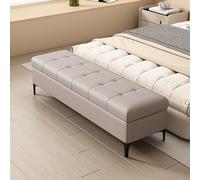 XDOPIRRS Banc de Rangement avec Coffre Tabouret Bout de Lit Rembourré en Similicuir Pouf de Chambre Design avec Pieds en Acier au Carbone et Cadre en Bois Massif pour Salon Entrée(B,140cm/55.1in)