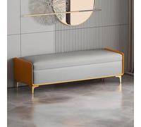 XDOPIRRS Banc de Rangement en Cuir avec Coffre de Stockage, Bout de Lit Design avec Cadre en Bois Massif et Pieds en Métal, Banquette Robuste pour Entrée, Chambre et Salon(G,100cm/39.4in)