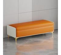 XDOPIRRS Banc de Rangement en Cuir avec Coffre de Stockage, Bout de Lit Design avec Cadre en Bois Massif et Pieds en Métal, Banquette Robuste pour Entrée, Chambre et Salon(A,160cm/63in)