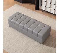 XDOPIRRS Banc de Rangement en Cuir, Coffre de Stockage avec Charnière de Sécurité, Pouf Bout de Lit pour Chambre, Banquette Entrée Rembourrée, Structure en Bois Massif, Tabouret(B,140cm/55.1in)
