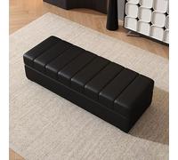 XDOPIRRS Banc de Rangement en Cuir, Coffre de Stockage avec Charnière de Sécurité, Pouf Bout de Lit pour Chambre, Banquette Entrée Rembourrée, Structure en Bois Massif, Tabouret(D,120cm/47.2in)