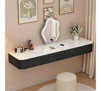 XDOPIRRS Coiffeuse Murale Suspendue avec Tiroirs - Table de Maquillage Suspendue Gain de Place avec Plateau en Pierre Frittée, pour Chambres, Salles de Bain et Salons de Coiffure(A,120cm/47.2in)