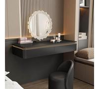 XDOPIRRS Coiffeuse Suspendue en Bois avec Tiroirs - Table de Maquillage Murale pour Chambre avec Éclairage LED et Design; Convient pour Chambres, Dressings et Petits Espaces(Black,90cm/35.4in)